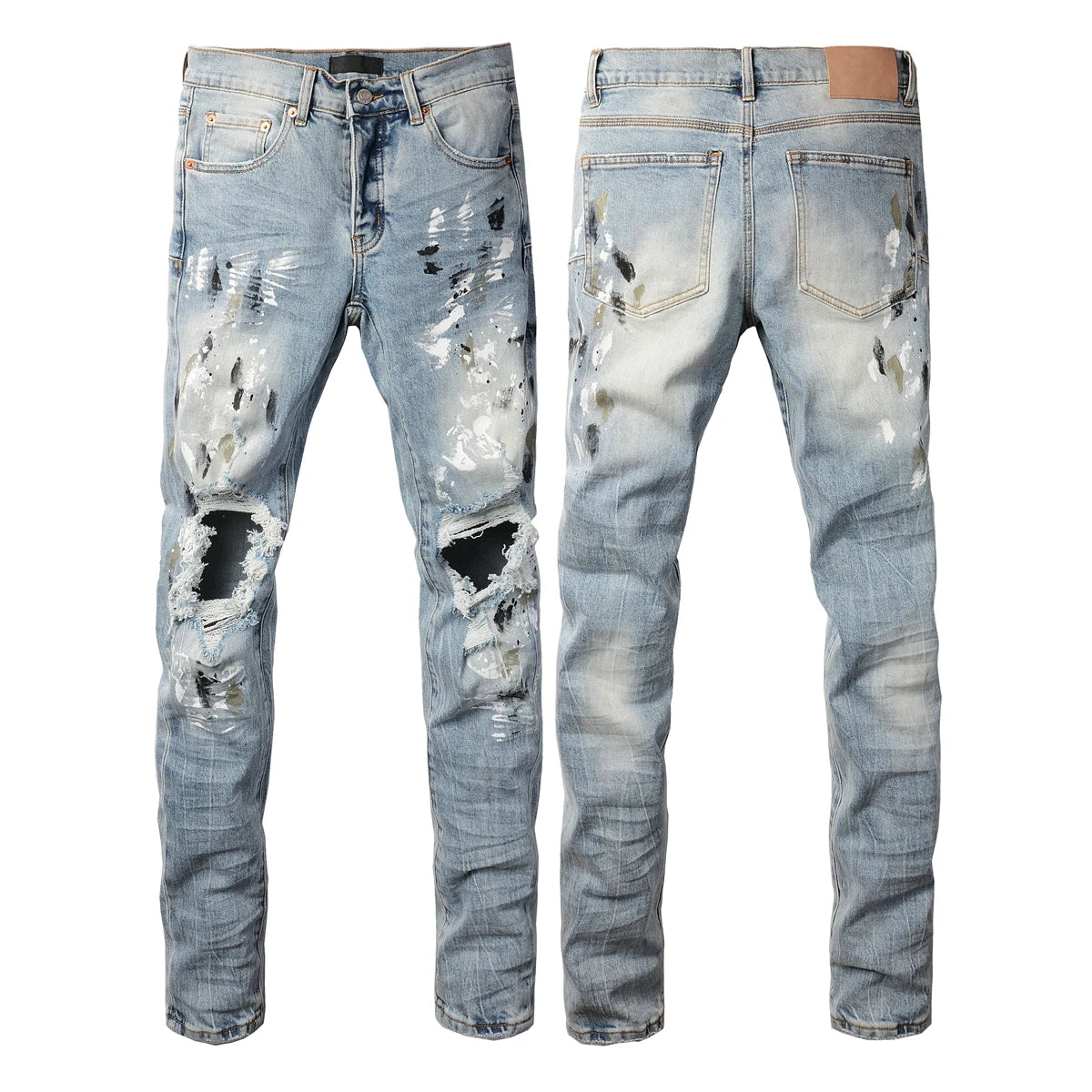2025 American Jean Print Pants 9089 Style High Waist Loose Fit Straight Leg Blue Jeans Women's Fashion Casual Trousers