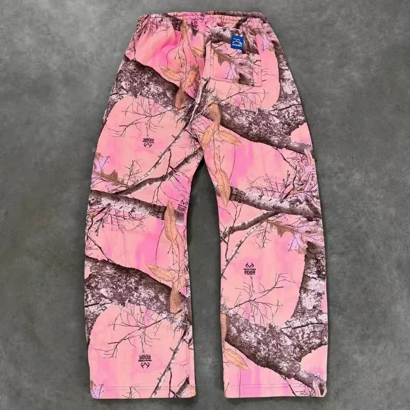 Y2K Retro Hoodie Men Camouflage Pattern Pink Sweatshirt High Street Hip Hop Streetwear Oversized Unisex Gothic Camo Hoodie Women