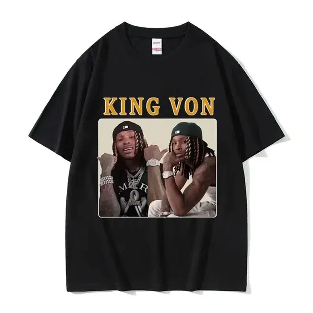 2026 Rapper K-King Von Graphic T Shirt Men's Hip Hop Gothic Fashion Short Sleeve T-shirts Oversized T-shirt Streetwear