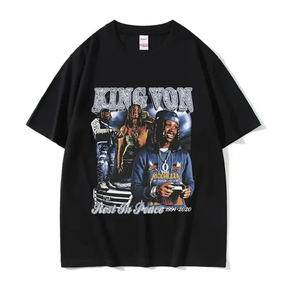 2026 Rapper K-King Von Graphic T Shirt Men's Hip Hop Gothic Fashion Short Sleeve T-shirts Oversized T-shirt Streetwear