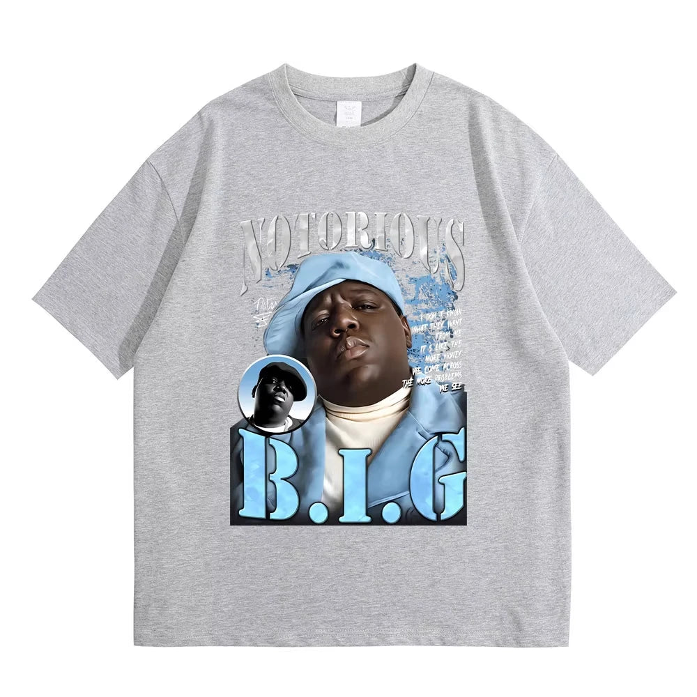 Classic Vintage Best Famous The Notorious Big Tshirt Hip Hop Rapper Biggie Smalls Print T-shirt Men's Fashion Oversized T Shirts
