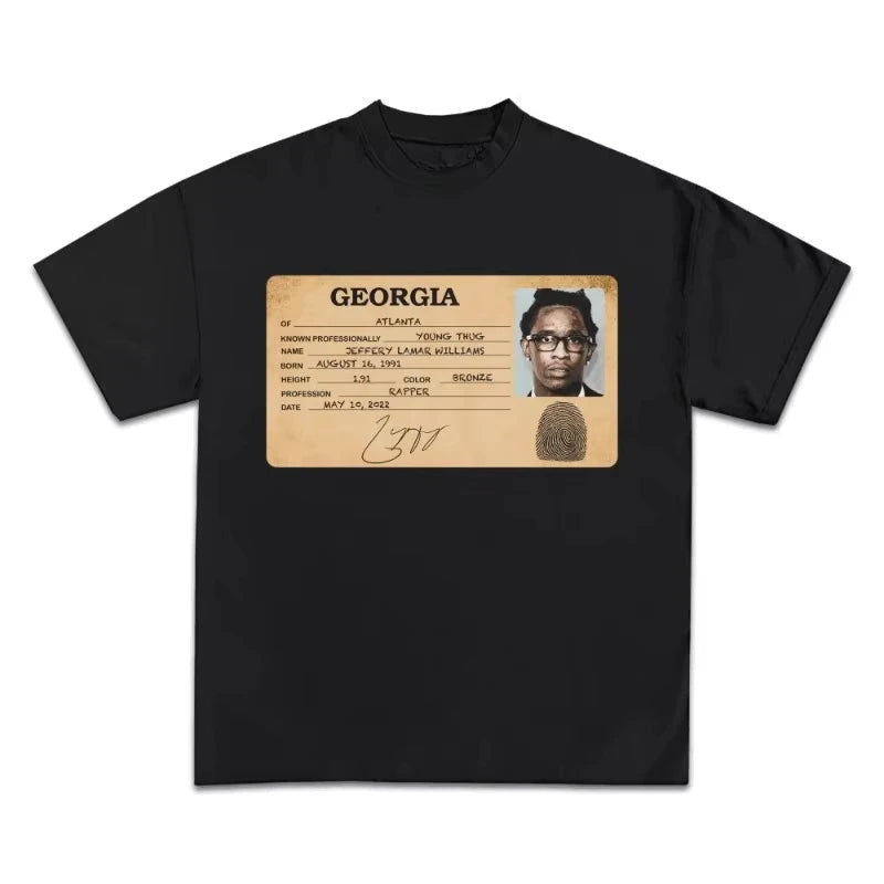 Who's Young Thug Graphic Print Cotton T-Shirt Crew Neck High Quality Short Sleeve Casual Streetwear Y2k  men clothing streetwear