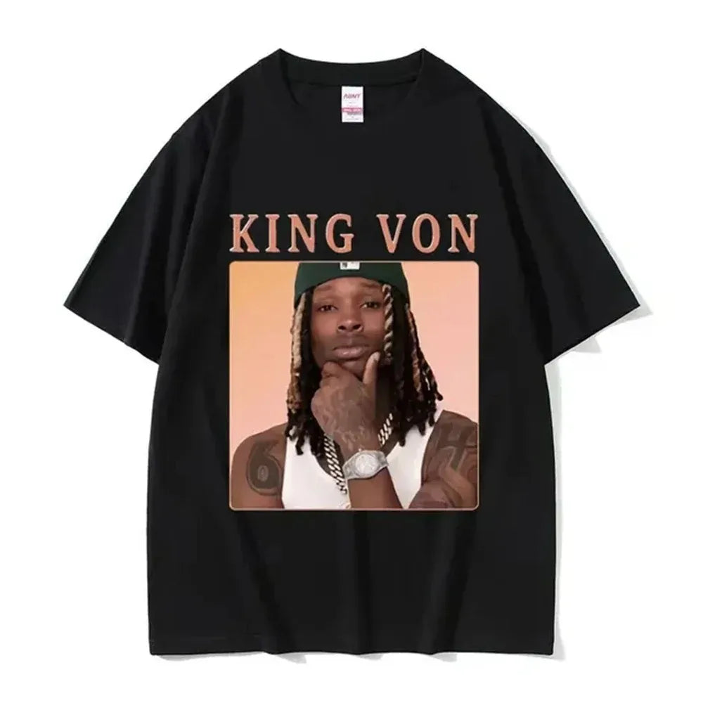 2026 Rapper K-King Von Graphic T Shirt Men's Hip Hop Gothic Fashion Short Sleeve T-shirts Oversized T-shirt Streetwear