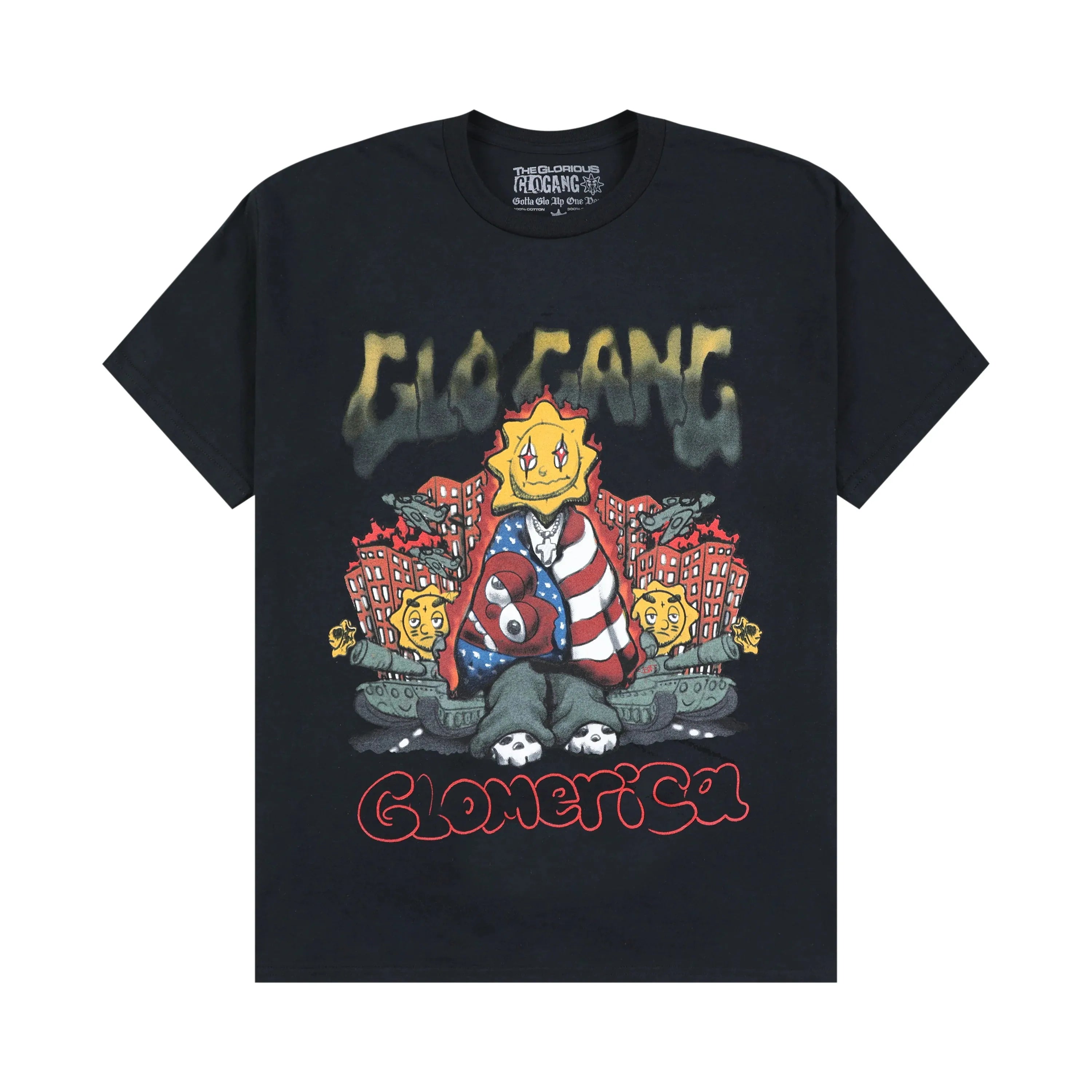 Glogang Men's Trendy Short-Sleeve T-Shirt Fashionable Street Style Harajuku Style Y2K Crew Neck Short-Sleeve Pure Cotton T-Shirt
