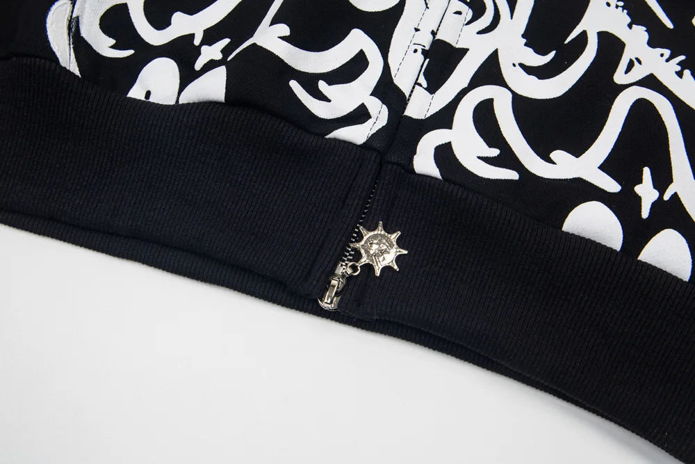 Glo Gang Eroded Glo Thermal embroidery printing Hoodie Men Women High Quality Oversized black full zip Hooded