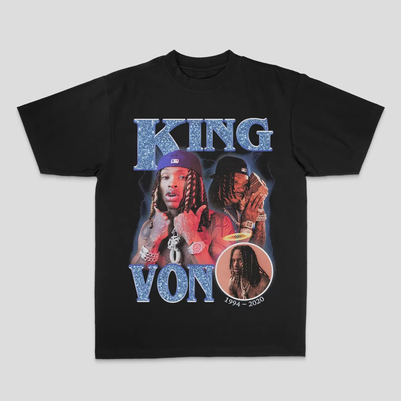 European and American King Von hip-hop rock rap top high street sporty casual loose men's T-shirt graphic t shirts