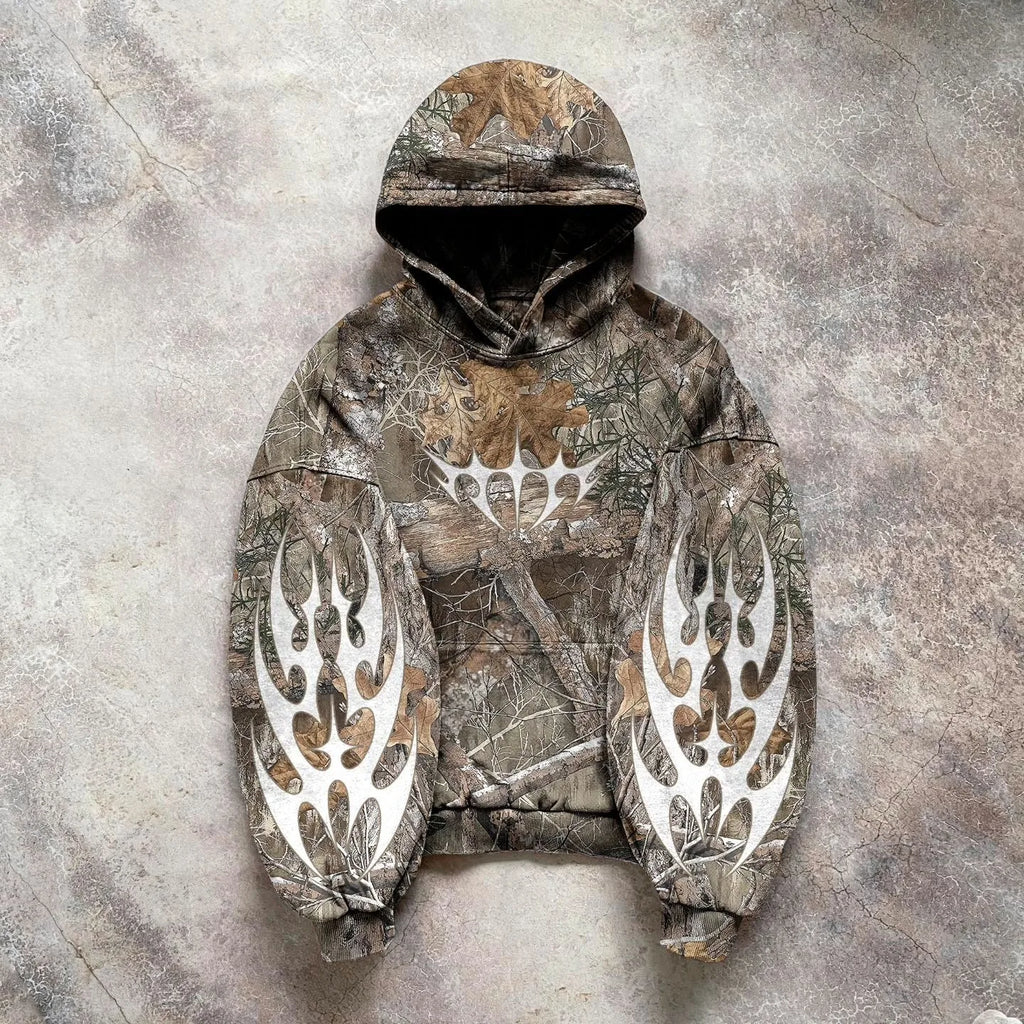 Real Tree Camo Hoodie – Y2K White Tribal Graphic Edition