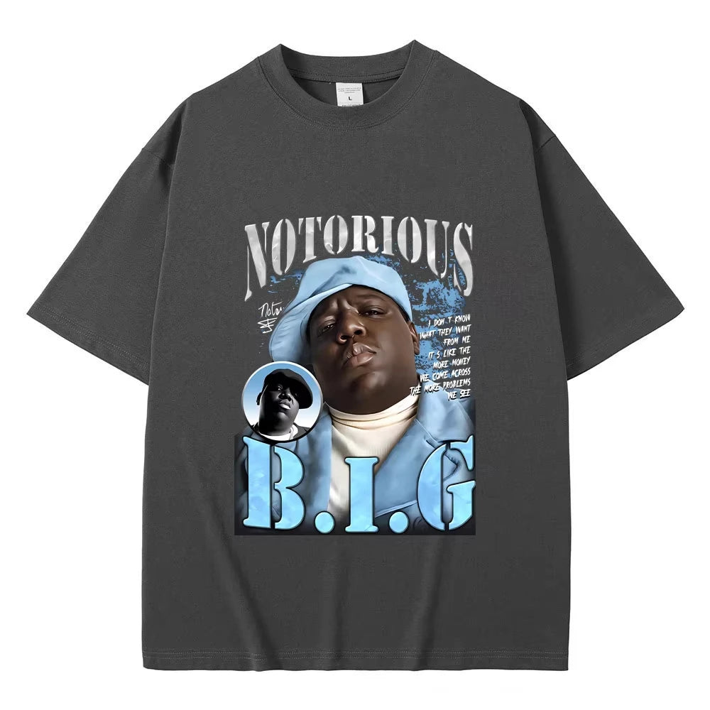 Classic Vintage Best Famous The Notorious Big Tshirt Hip Hop Rapper Biggie Smalls Print T-shirt Men's Fashion Oversized T Shirts