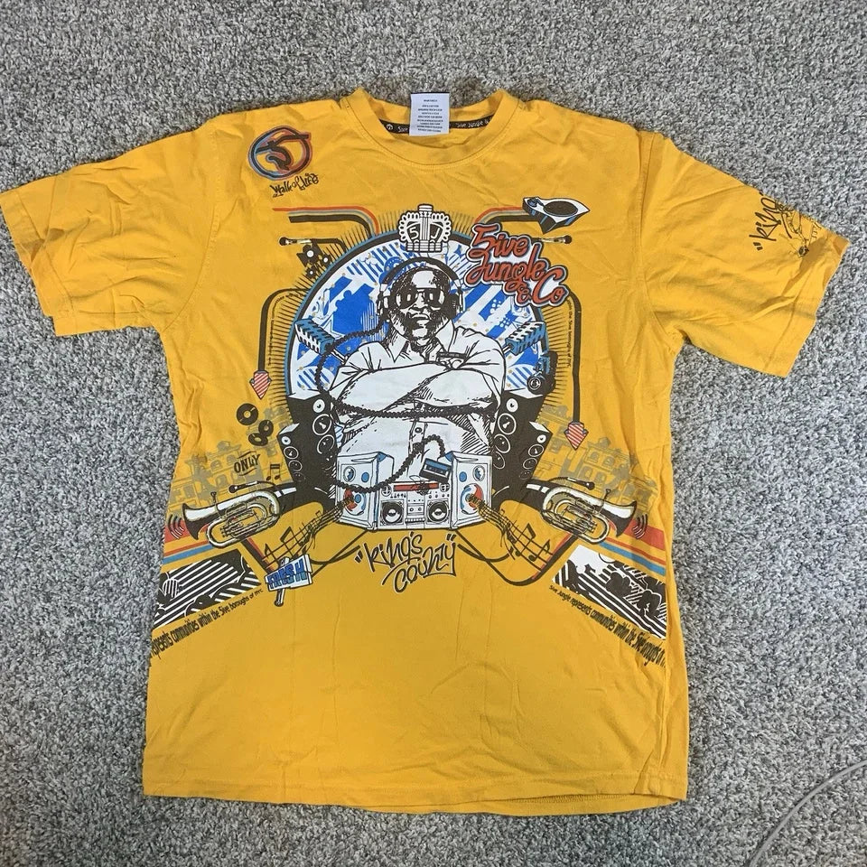 Scrawl Harajuku Printing Short Sleeves Hip Hop Punk Y2K American Street Skateboard T-shirt Boy Style Pure Cotton Tops