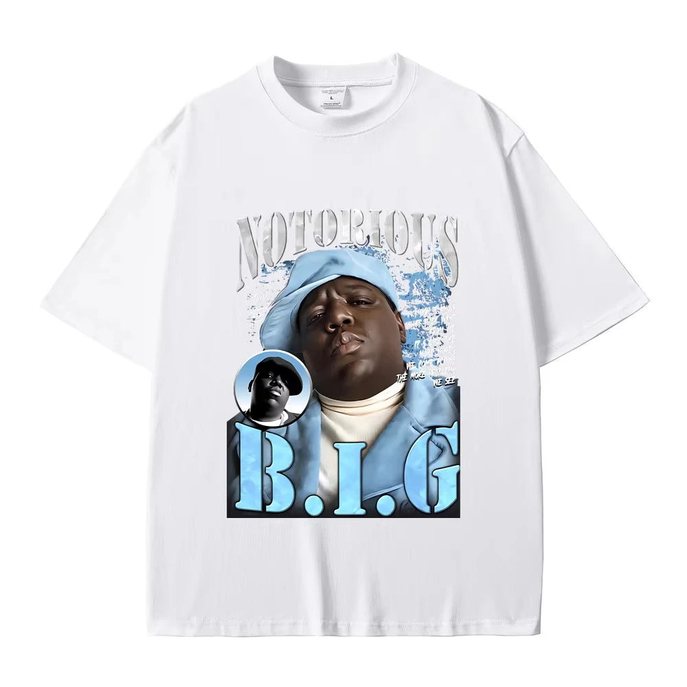 Classic Vintage Best Famous The Notorious Big Tshirt Hip Hop Rapper Biggie Smalls Print T-shirt Men's Fashion Oversized T Shirts