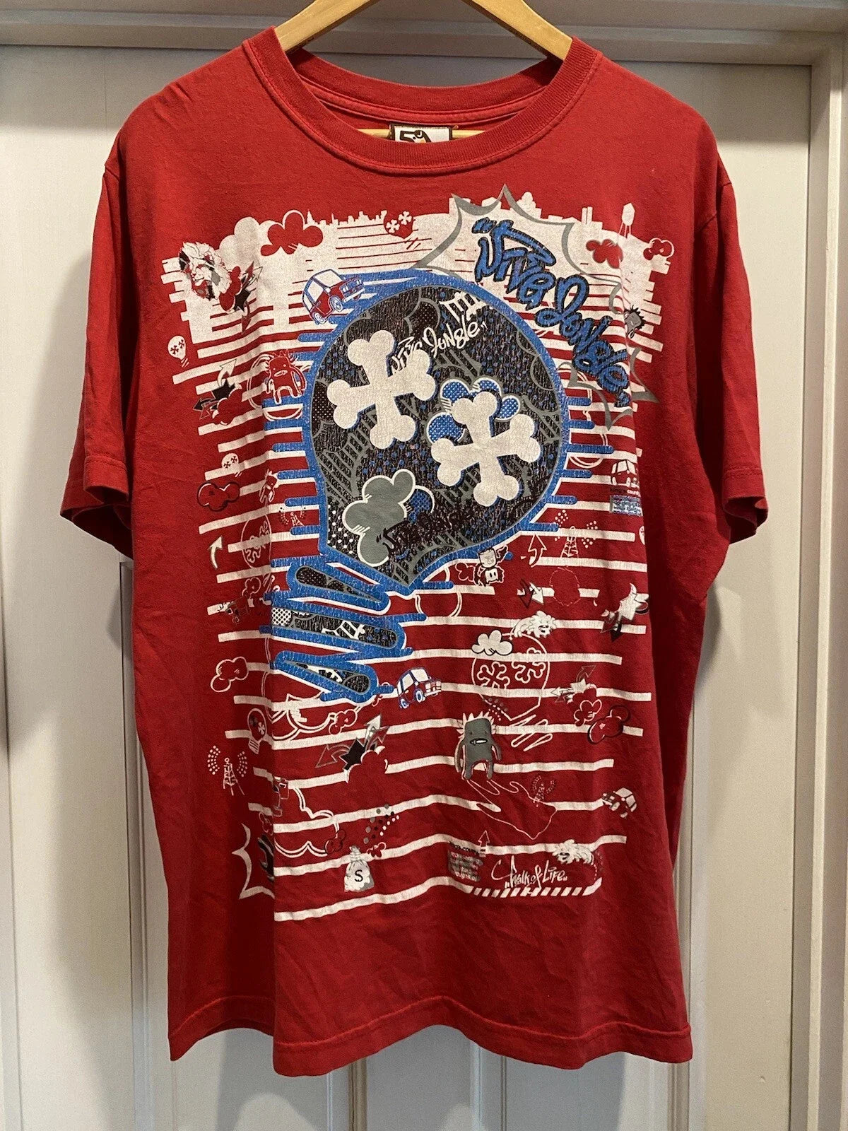 Scrawl Harajuku Printing Short Sleeves Hip Hop Punk Y2K American Street Skateboard T-shirt Boy Style Pure Cotton Tops