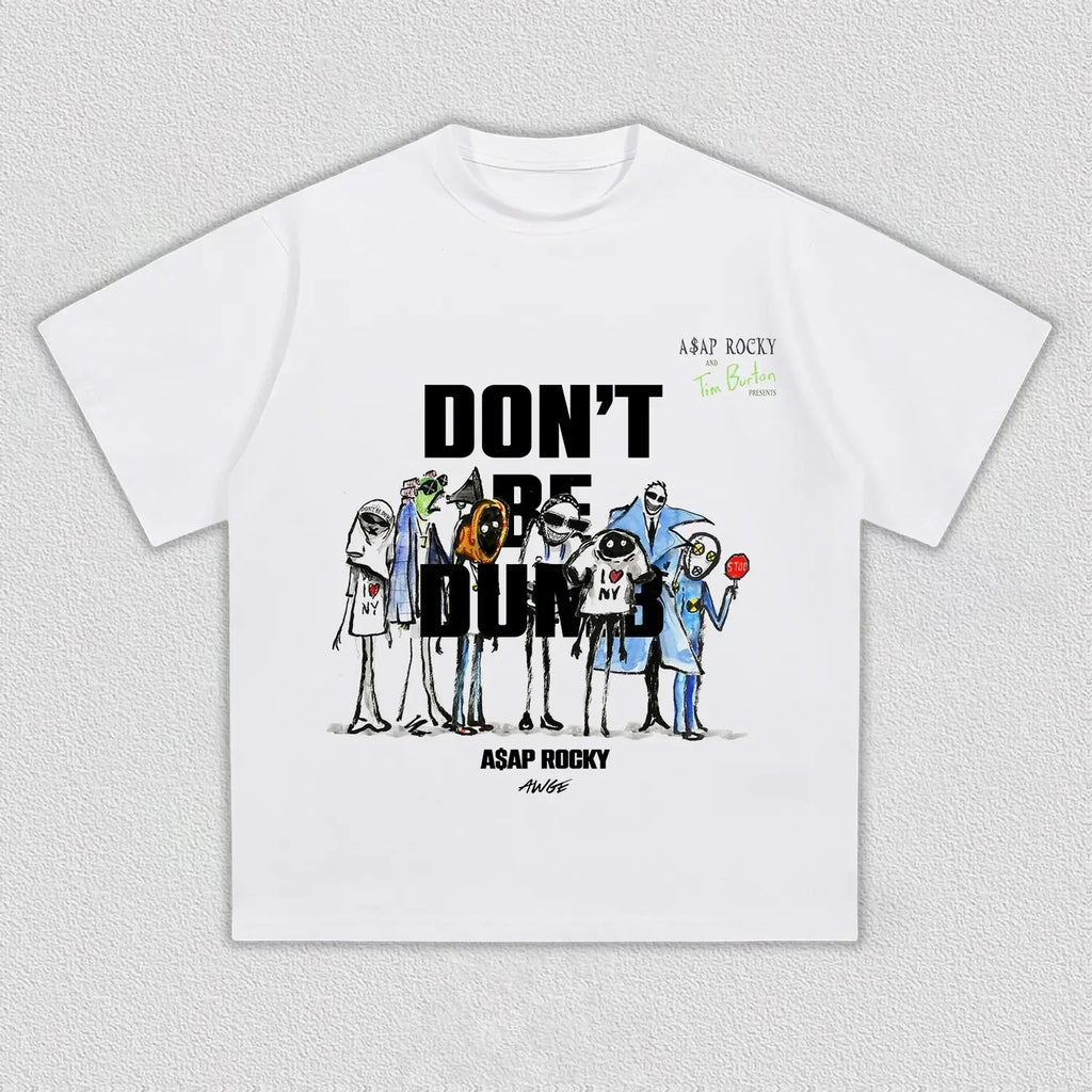 ASAP Rocky Don't Be Dumb album graphics 100%cotton men's shirt Summer O-neck Women's Y2k Hip Hop Short Sleeve Tshirt fan gift
