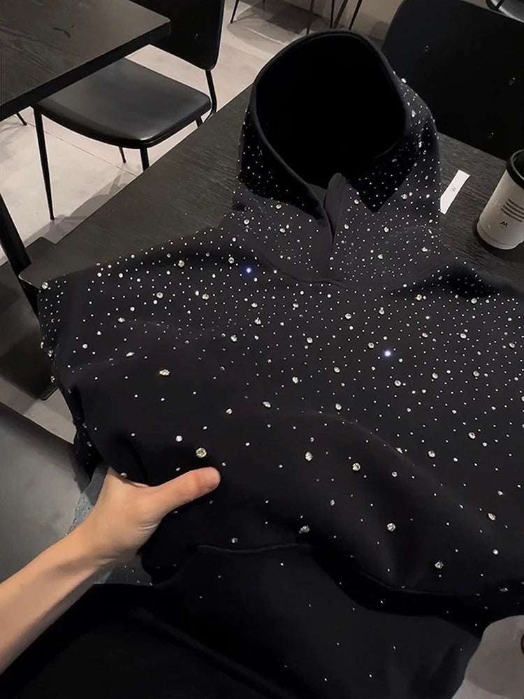 Heavy Du oulder Padded Hoodie Sweatirt for Men And Women Spring Autumn Design High Street k Star Rhinestone Couple J...