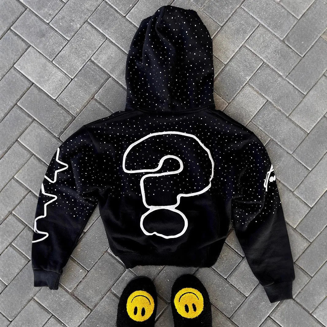 Who Cares Get Money" Rhinestone Hoodie – Streetwear Hustle Edition