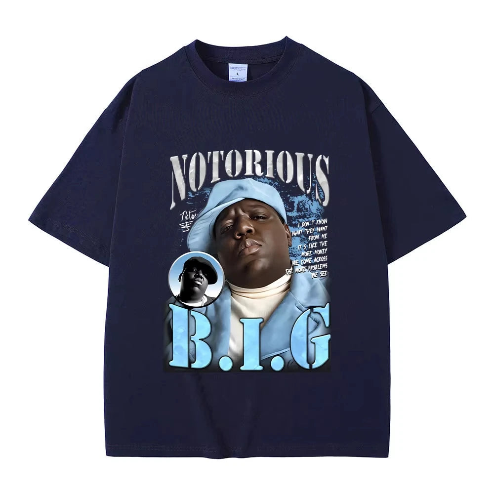 Classic Vintage Best Famous The Notorious Big Tshirt Hip Hop Rapper Biggie Smalls Print T-shirt Men's Fashion Oversized T Shirts