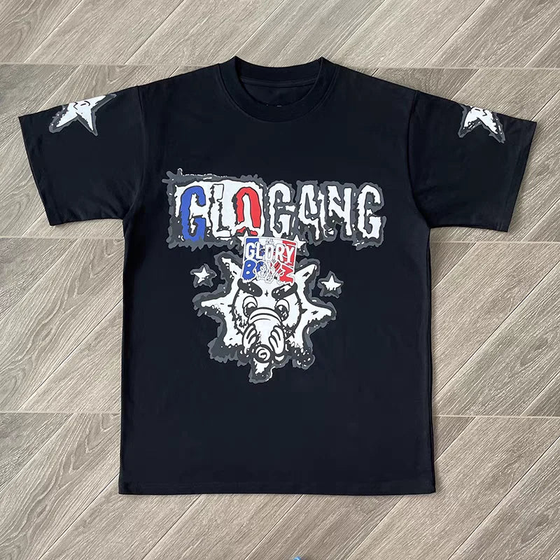 Premium Glo Gang Cotton T-Shirt With Stylish Print Streetwear Fashion Soft Fabric For Men And Women Summer Wear