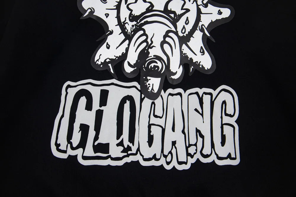 Glo Gang Eroded Glo Thermal embroidery printing Hoodie Men Women High Quality Oversized black full zip Hooded