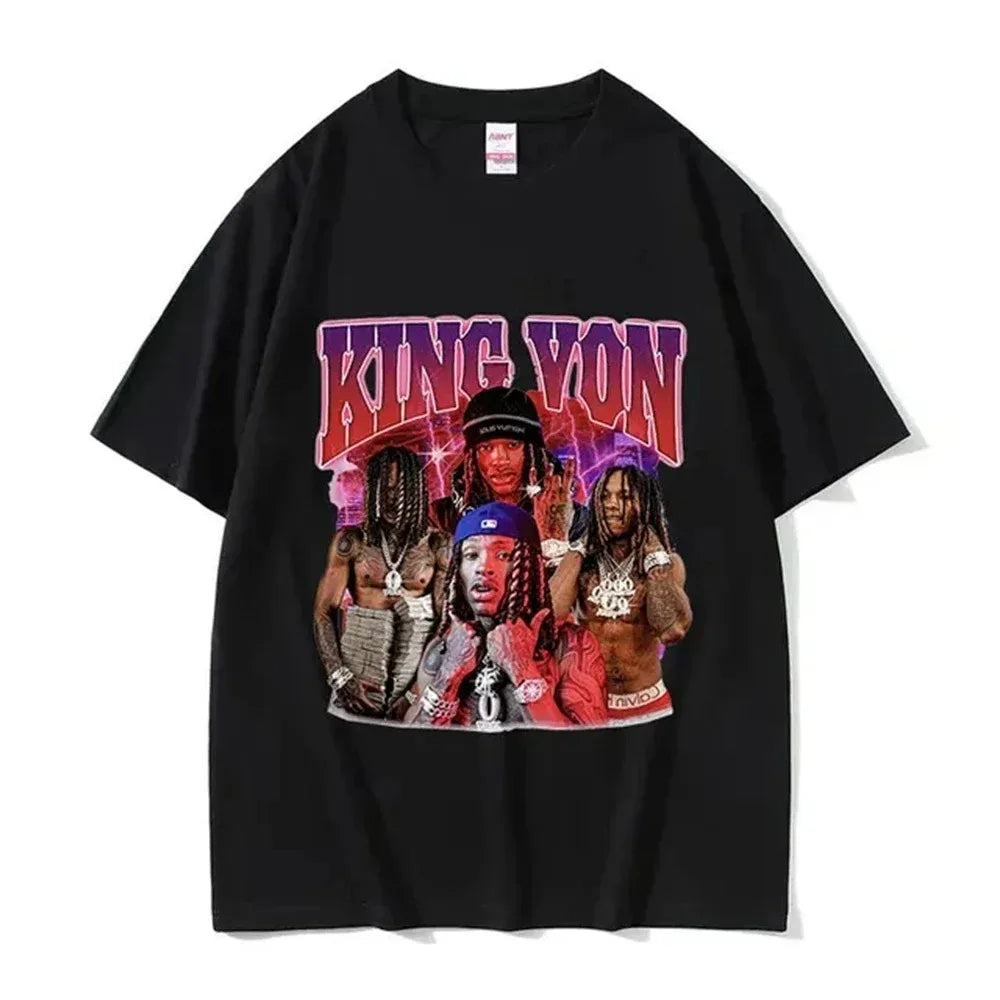 2026 Rapper K-King Von Graphic T Shirt Men's Hip Hop Gothic Fashion Short Sleeve T-shirts Oversized T-shirt Streetwear