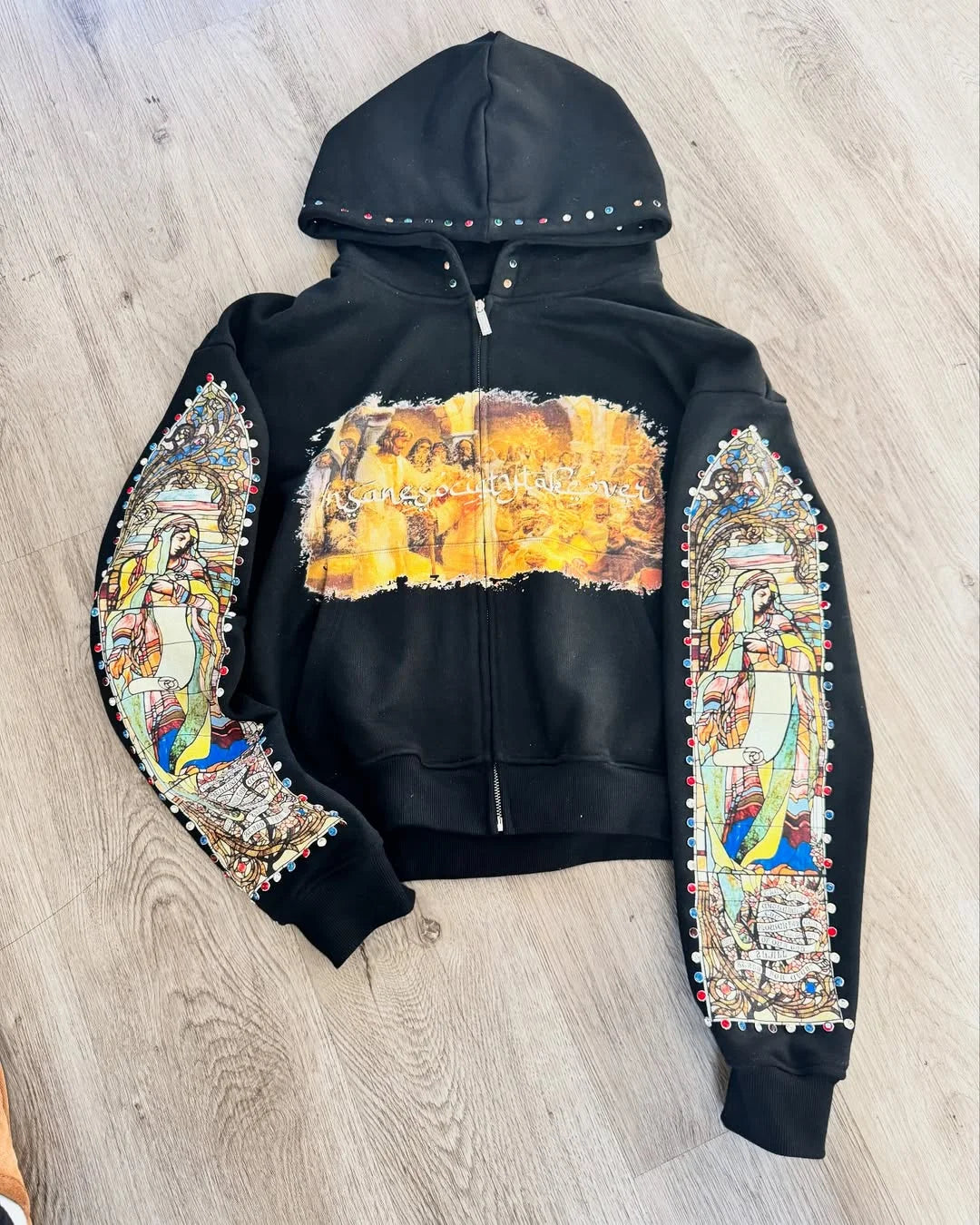 Stained Glass Renaissance Zip-Up Hoodie – High Street Art Edition