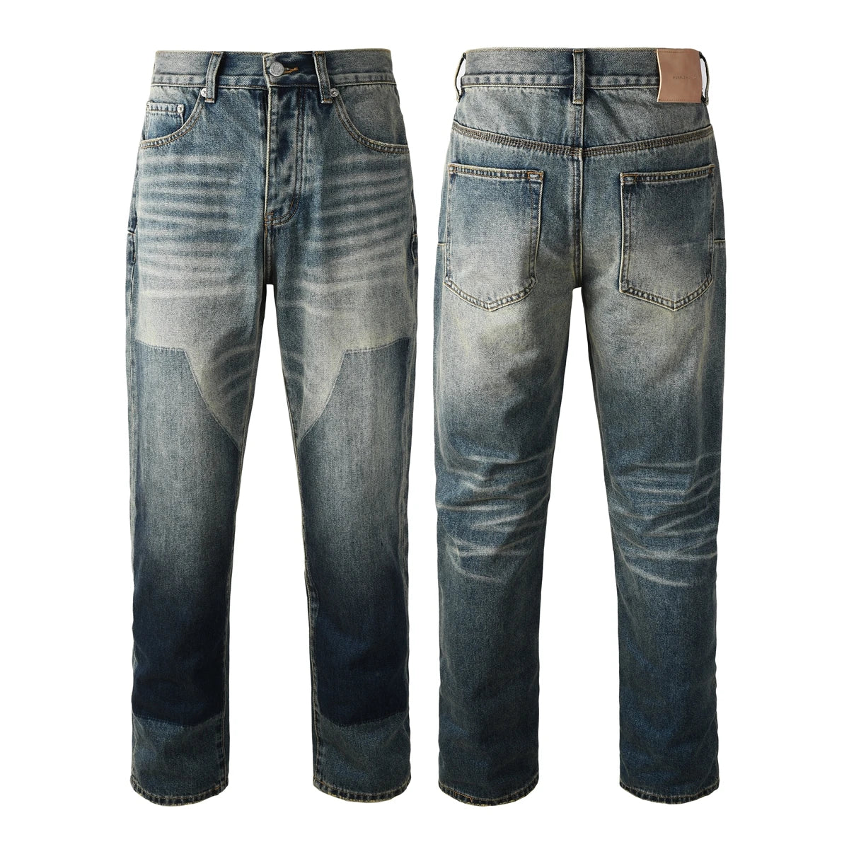 2025 American Jean Print Pants 9089 Style High Waist Loose Fit Straight Leg Blue Jeans Women's Fashion Casual Trousers