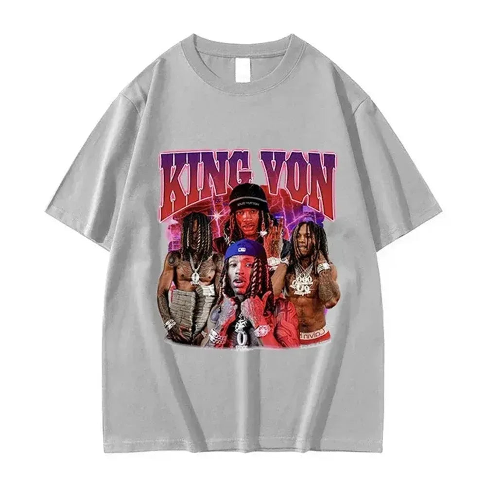 2026 Rapper K-King Von Graphic T Shirt Men's Hip Hop Gothic Fashion Short Sleeve T-shirts Oversized T-shirt Streetwear